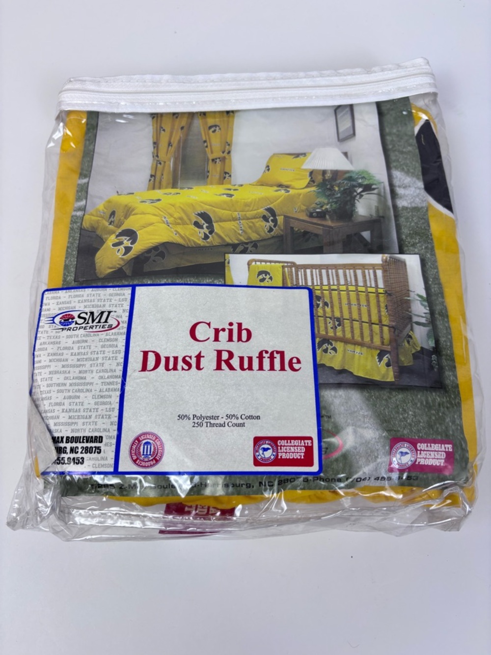 Iowa Hawkeyes Crib Dust Ruffle Skirt Collegiate Themed College Fan Vintage NOS